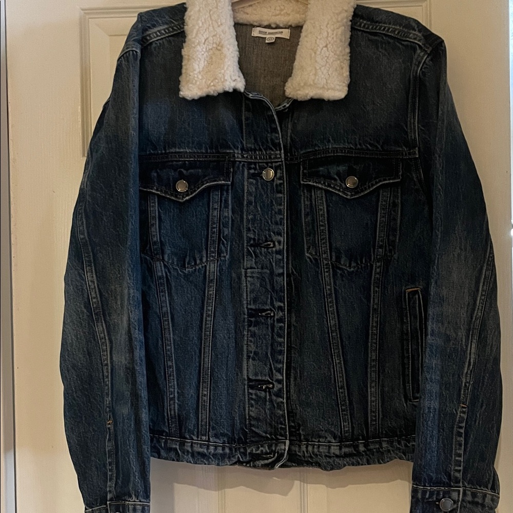 Good American Denim Jacket with Shearling